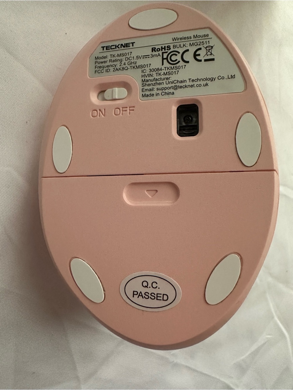TECKNET Ergonomic Wireless Mouse 2.4G Silent Optical Pink TK-MS017 NIB - Picture 3 of 10